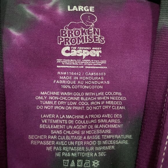 Broken Promises Casper You Ghosted Me Cartoon Tie-dye T-shirt size Large - Picture 3 of 4